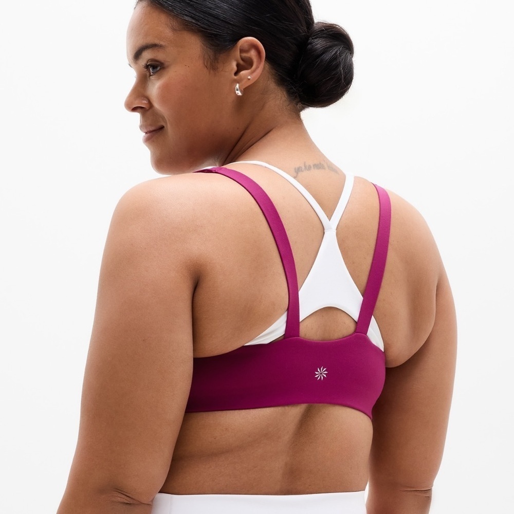 NWOT Athleta Double Up Sports Bra D-DD in Wildberry, size L - Picture 2 of 9